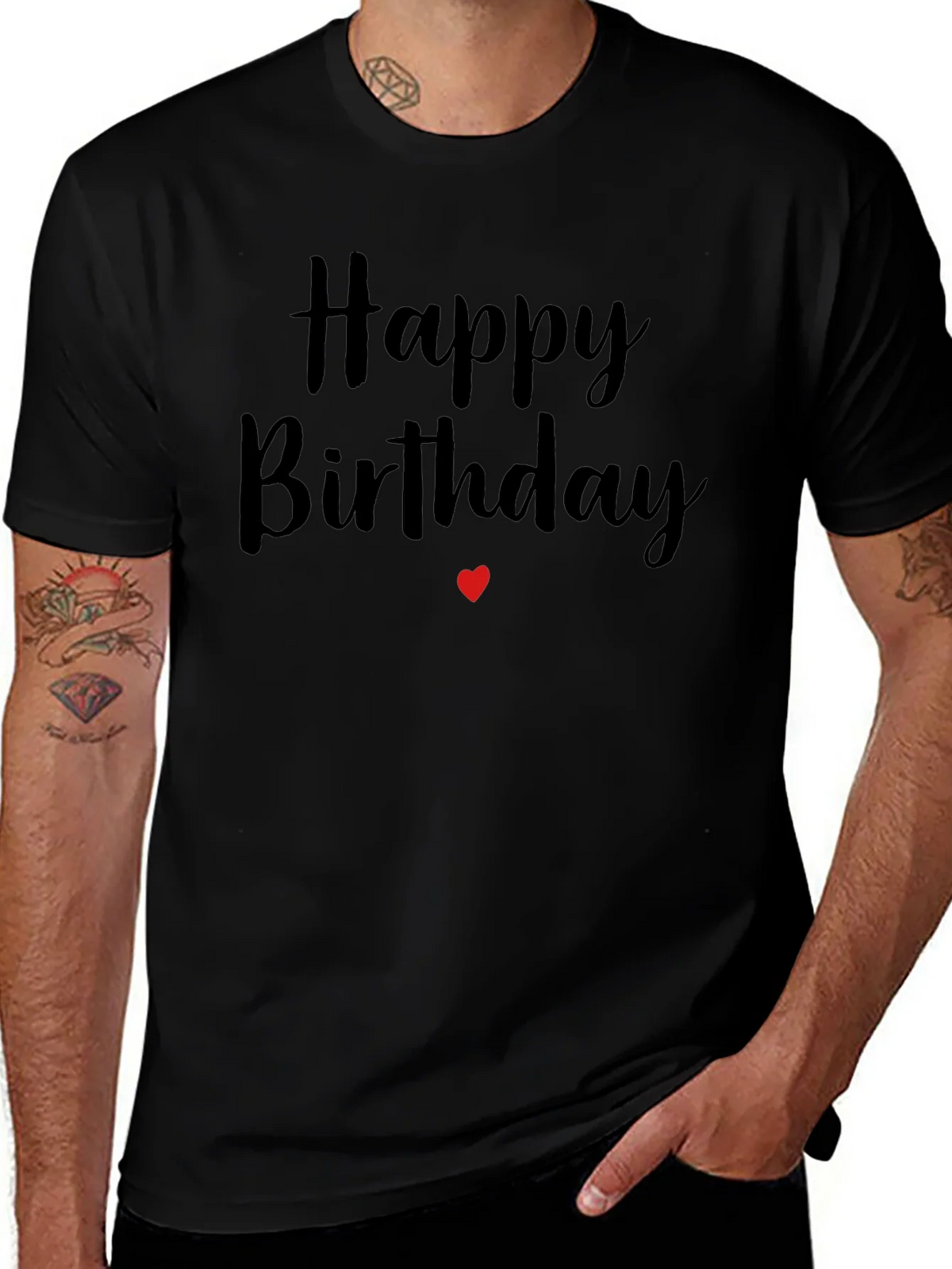 Happy Birthday T-Shirt - Black Cotton Blend