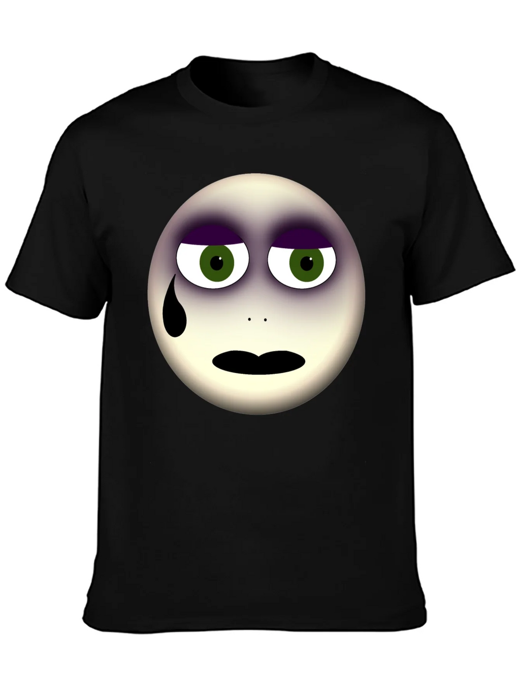 Sad Emoji Graphic Print Black T-Shirt