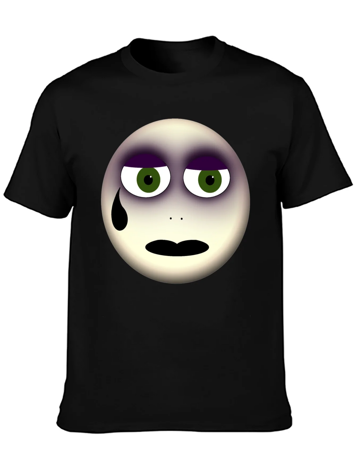 Sad Emoji Graphic Print Black T-Shirt