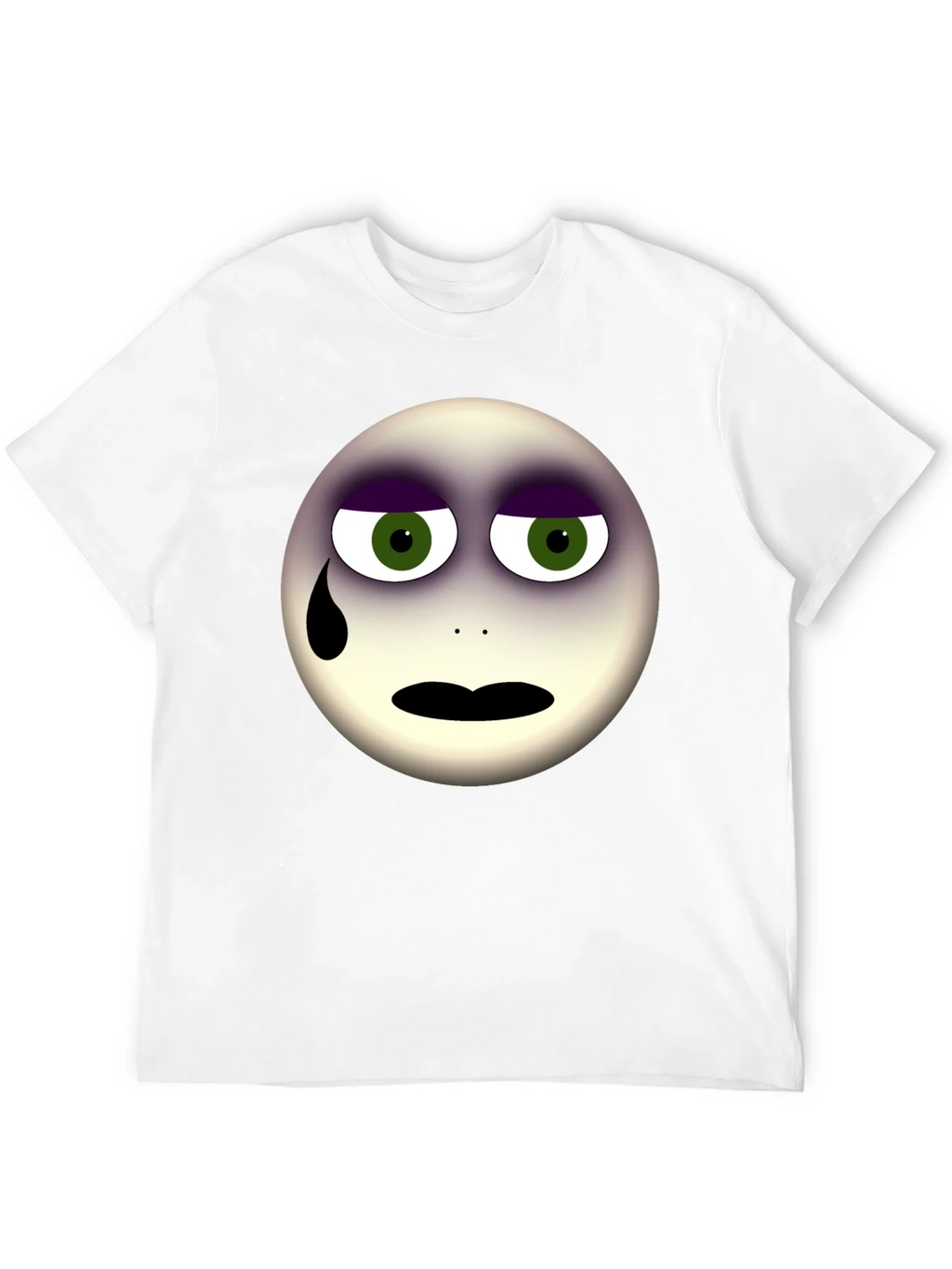 Sad Emoji Graphic Print Black T-Shirt