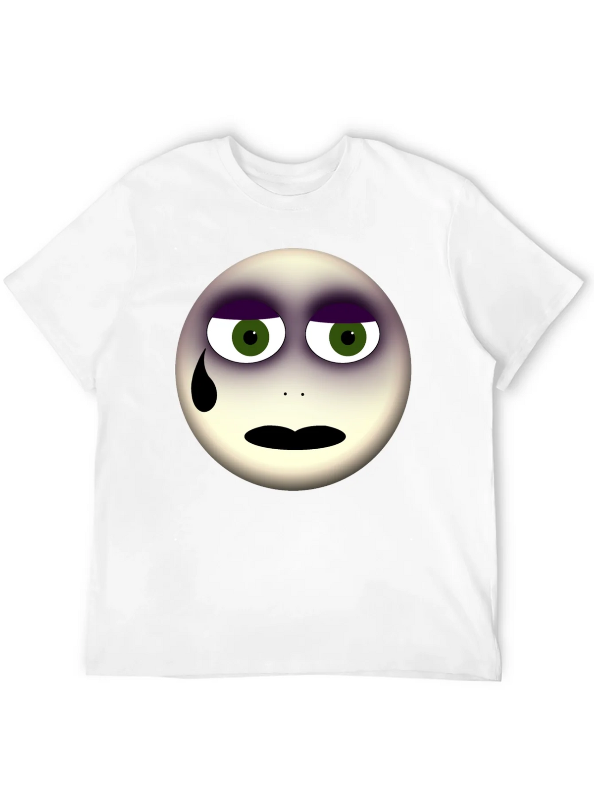 Sad Emoji Graphic Print Black T-Shirt