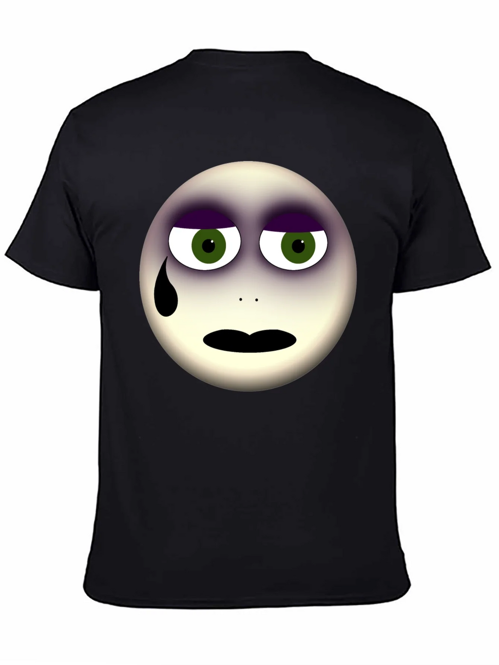 Sad Emoji Graphic Print Black T-Shirt