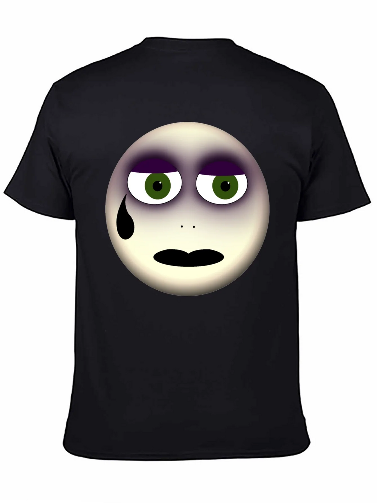 Sad Emoji Graphic Print Black T-Shirt