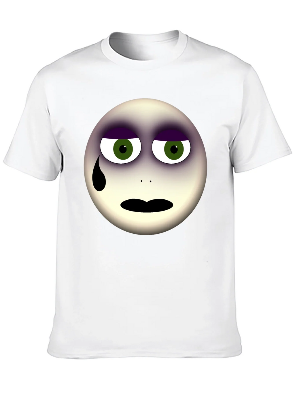 Sad Emoji Graphic Print Black T-Shirt