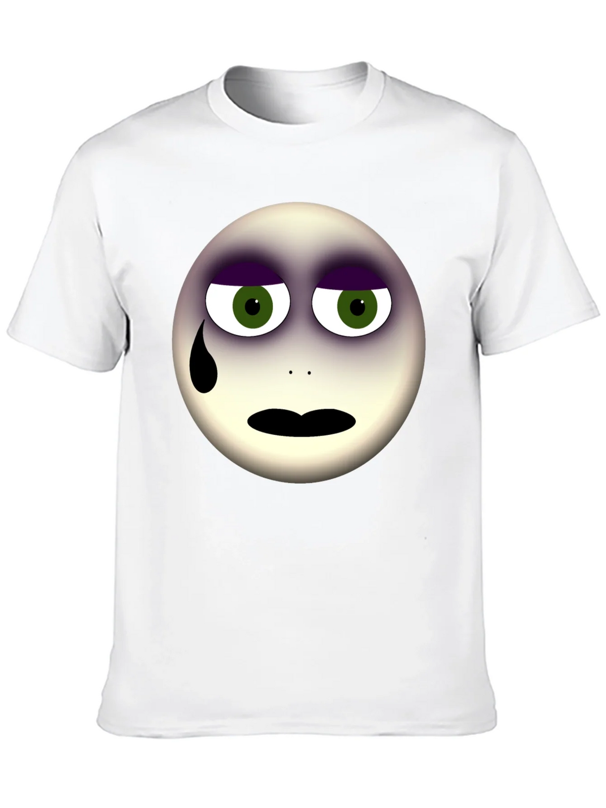 Sad Emoji Graphic Print Black T-Shirt