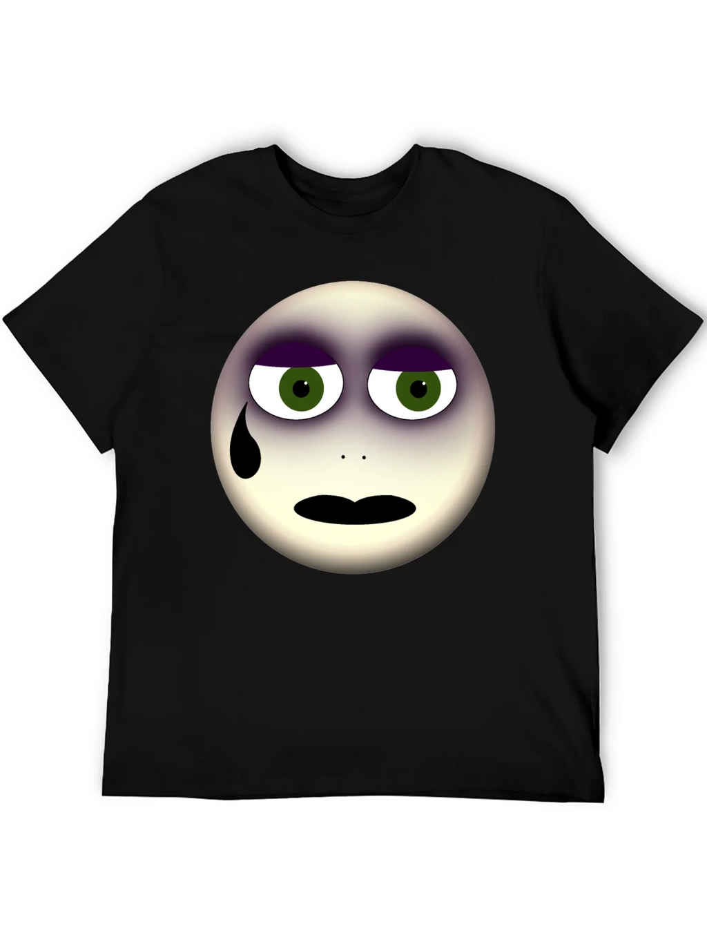 Sad Emoji Graphic Print Black T-Shirt