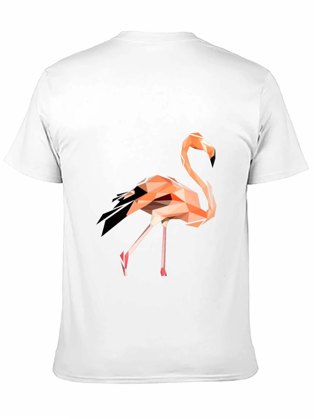 Geometric Flamingo Graphic Tee - Black Cotton Blend