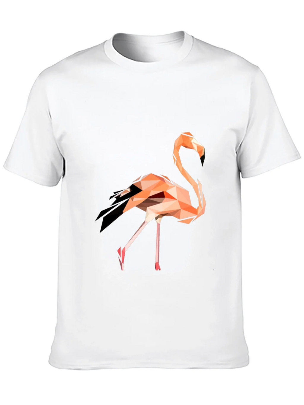 Geometric Flamingo Graphic Tee - Black Cotton Blend