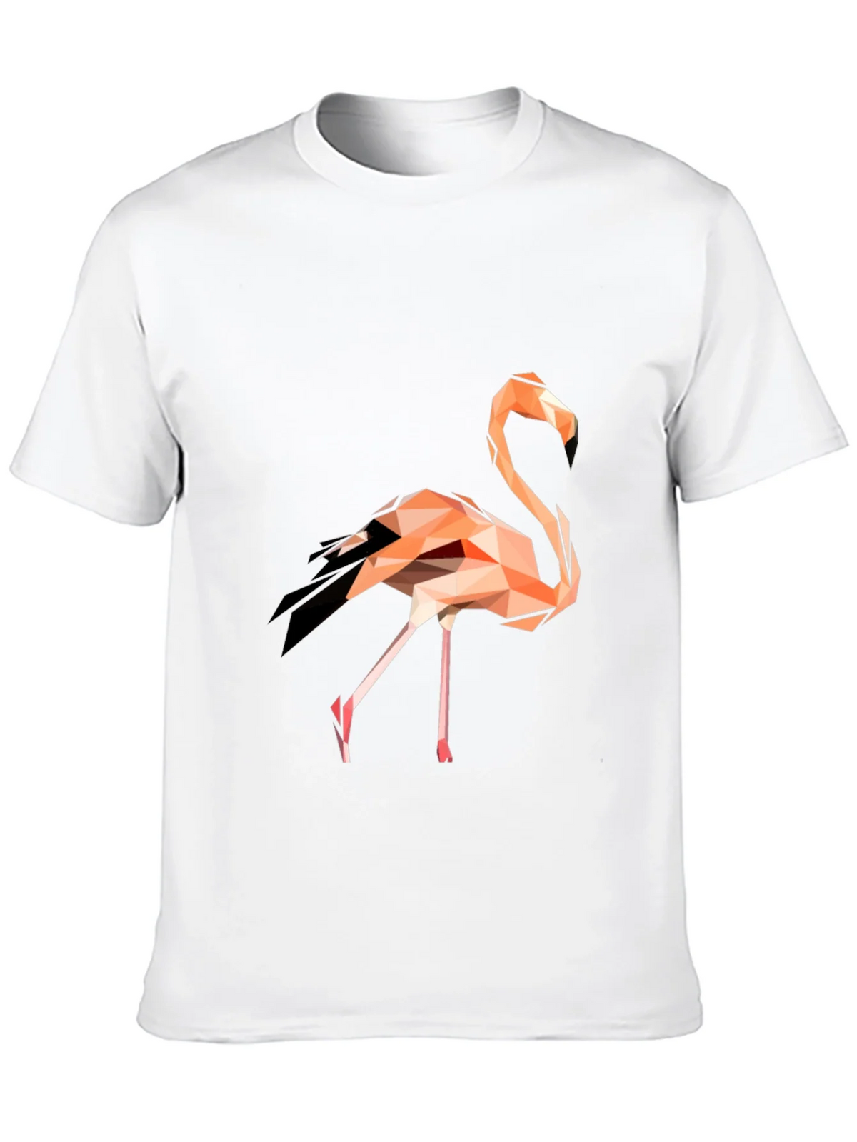 Geometric Flamingo Graphic Tee - Black Cotton Blend