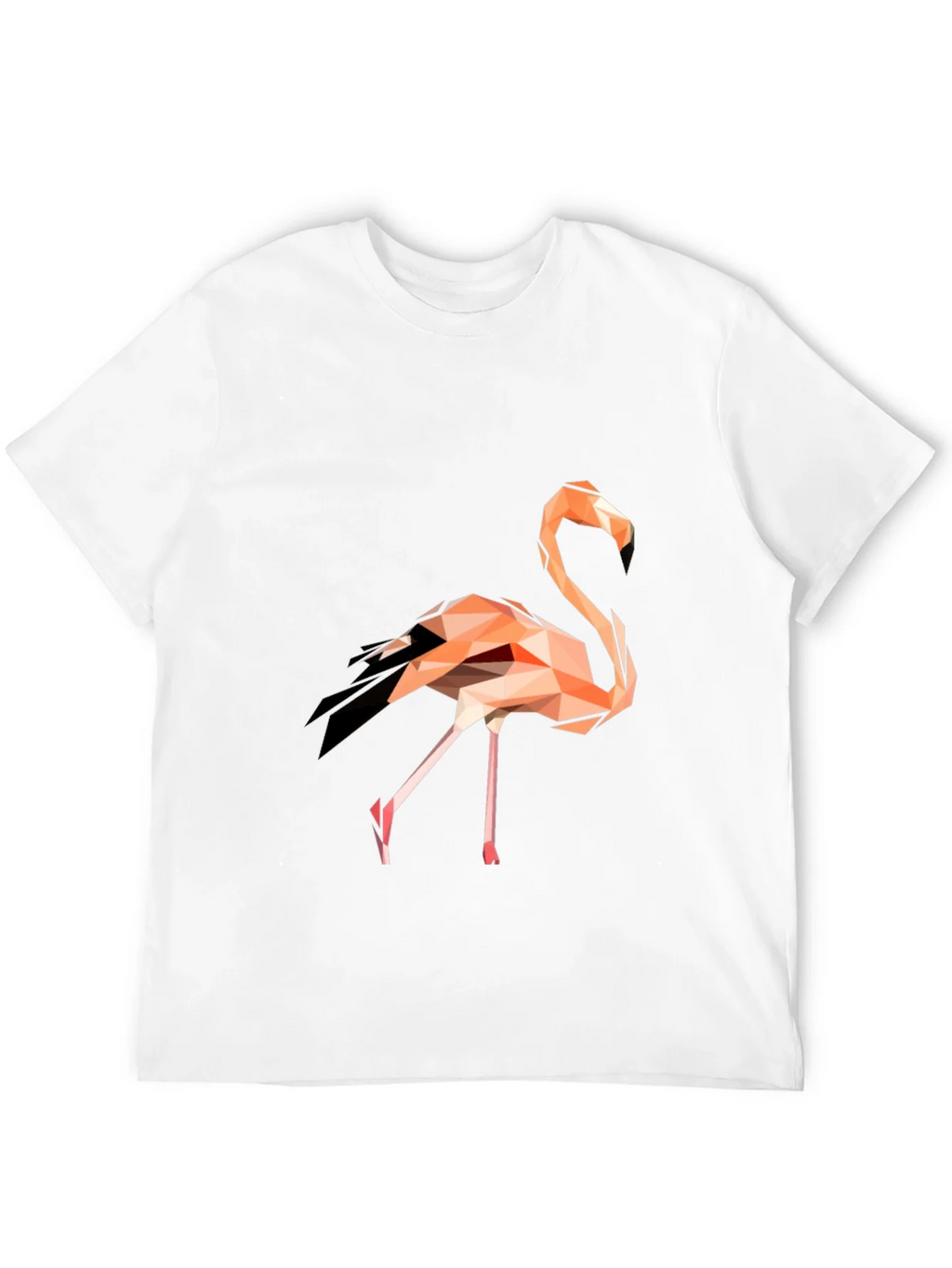 Geometric Flamingo Graphic Tee - Black Cotton Blend