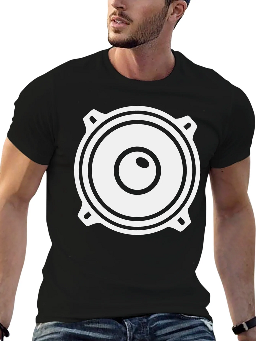 Speaker Graphic Black T-Shirt - Sound System Tee
