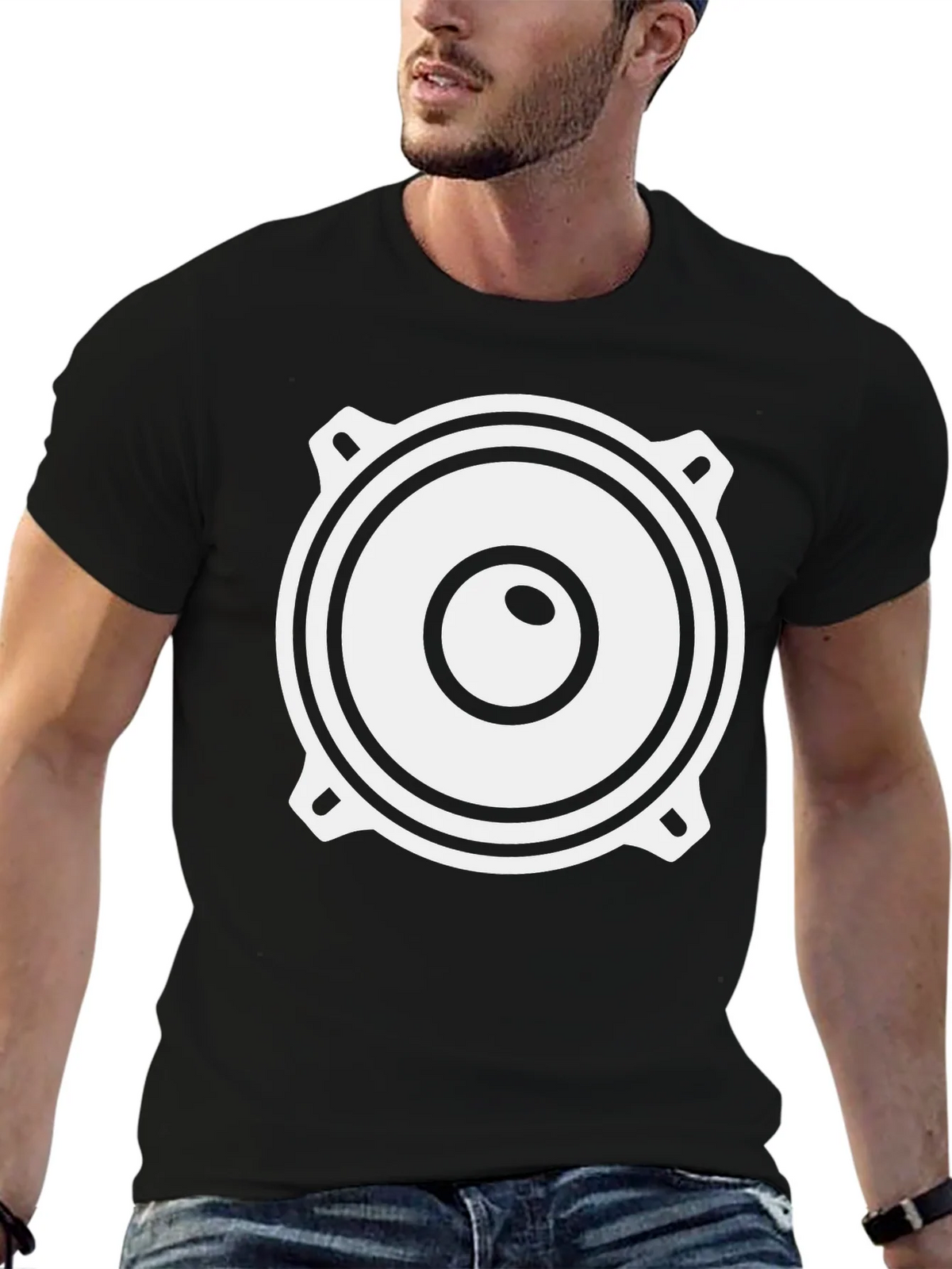 Speaker Graphic Black T-Shirt - Sound System Tee