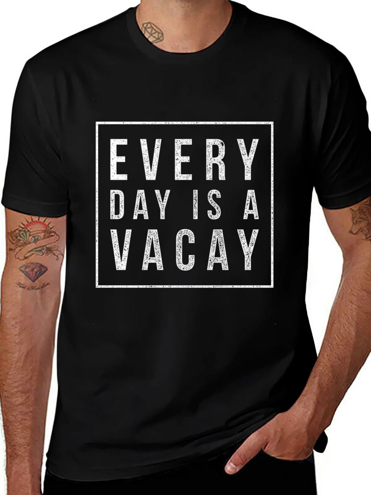 Every Day is a Vacay Graphic Tee - Black Cotton T-Shirt