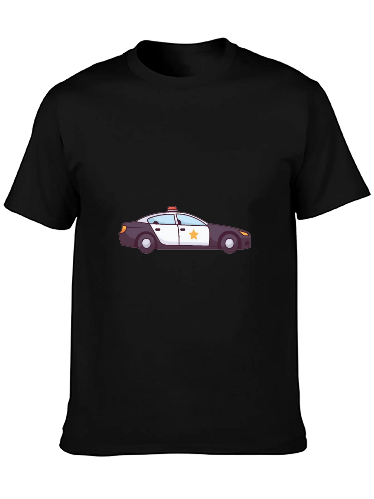 Police Car Graphic T-Shirt - Black