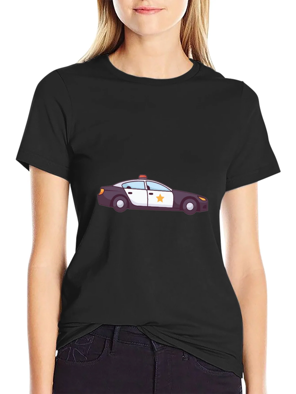 Police Car Graphic T-Shirt - Black