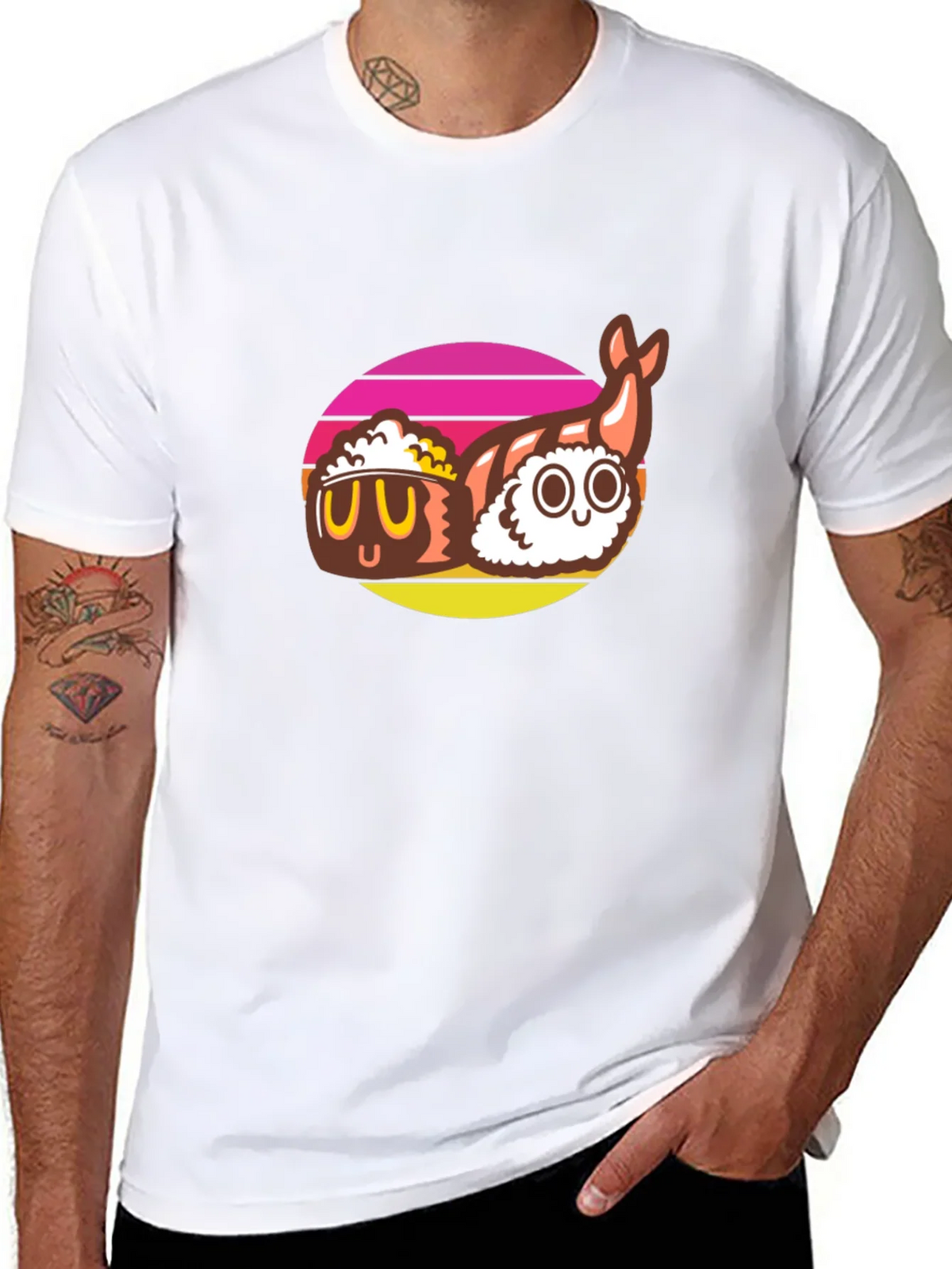 Sushi Graphic Tee - Black Cotton T-Shirt
