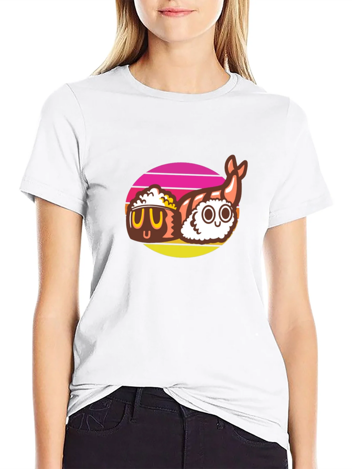 Sushi Graphic Tee - Black Cotton T-Shirt