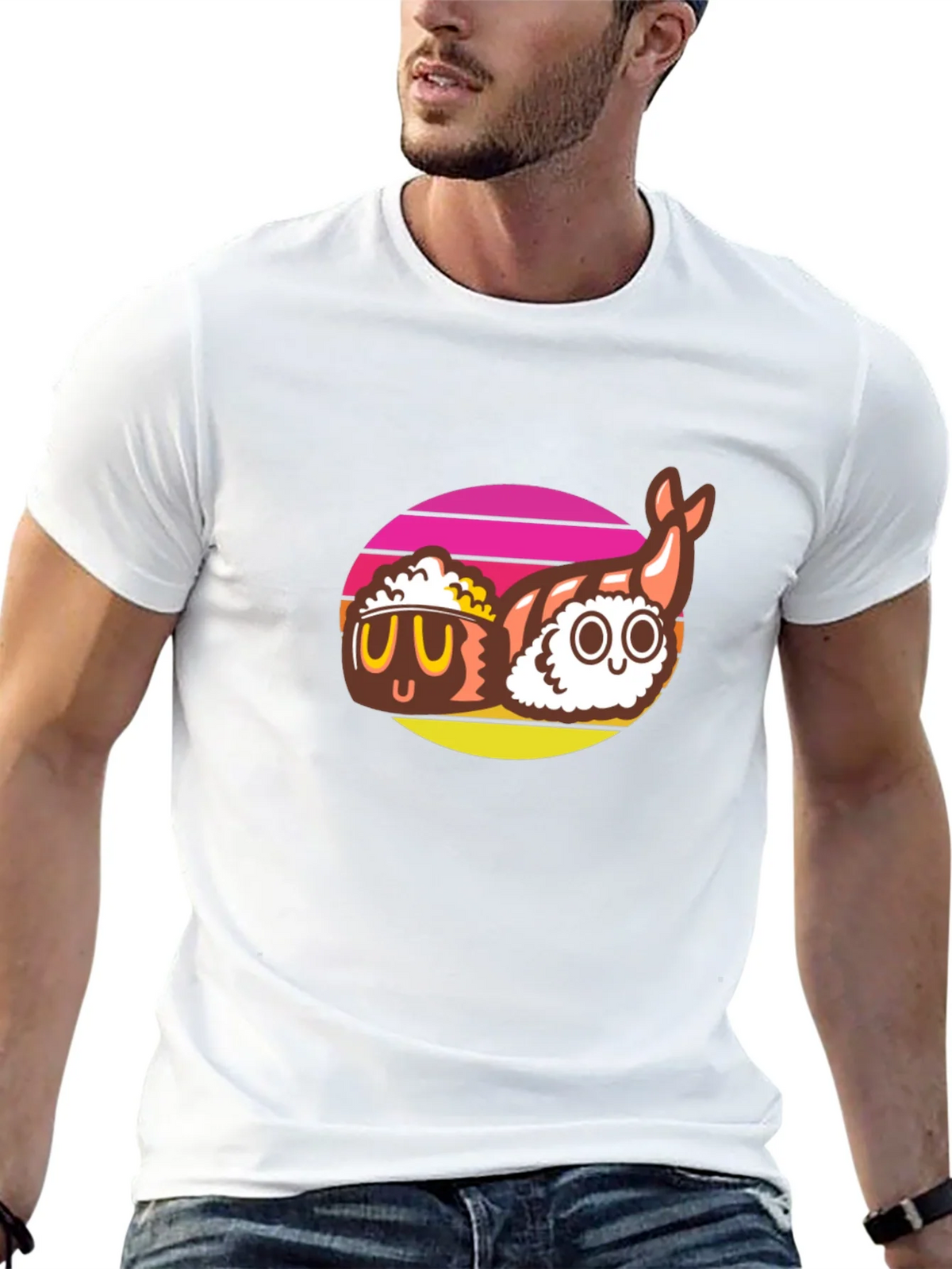 Sushi Graphic Tee - Black Cotton T-Shirt