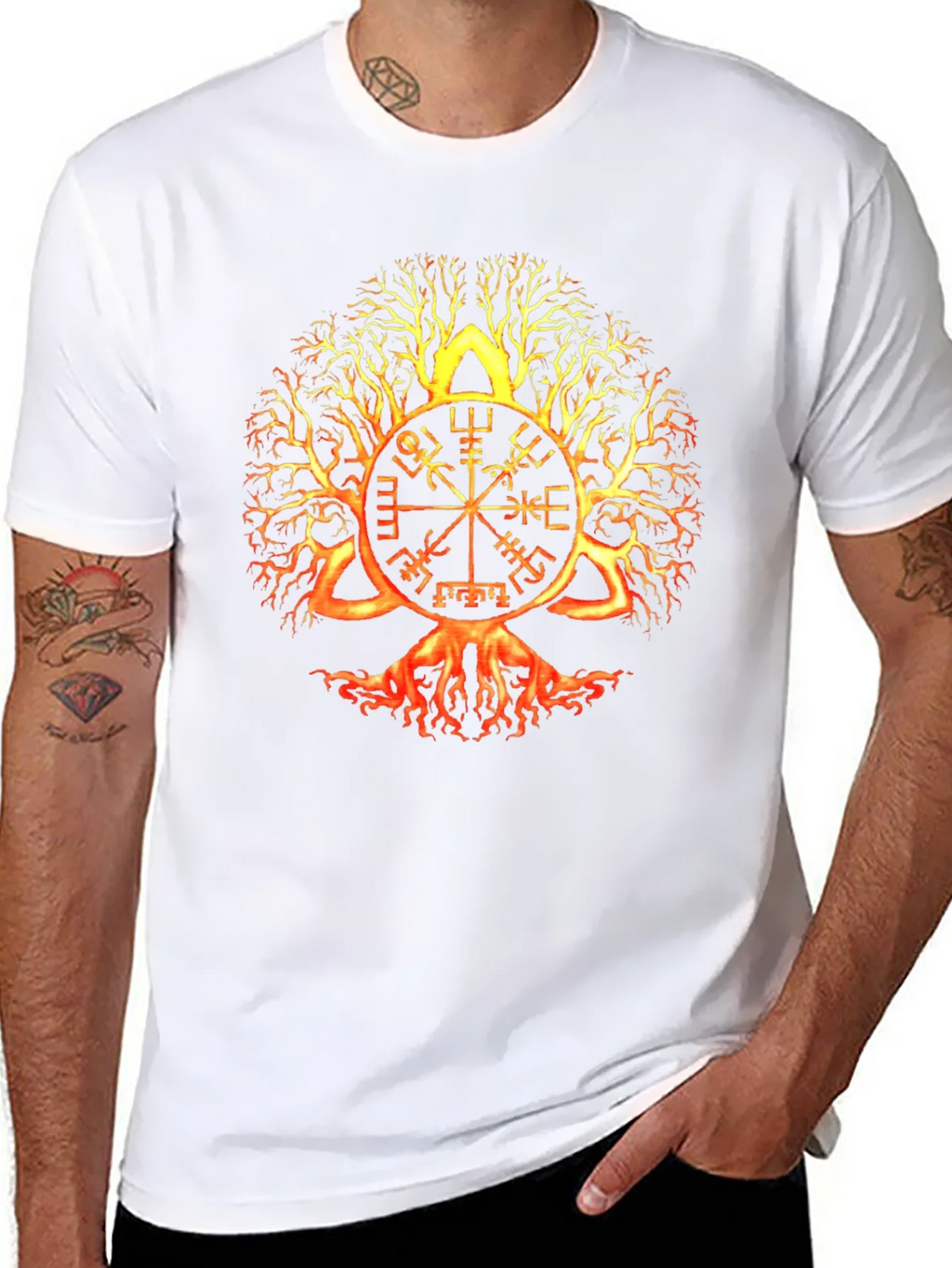 Yggdrasil Vegvisir Black T-Shirt Viking Tree of Life