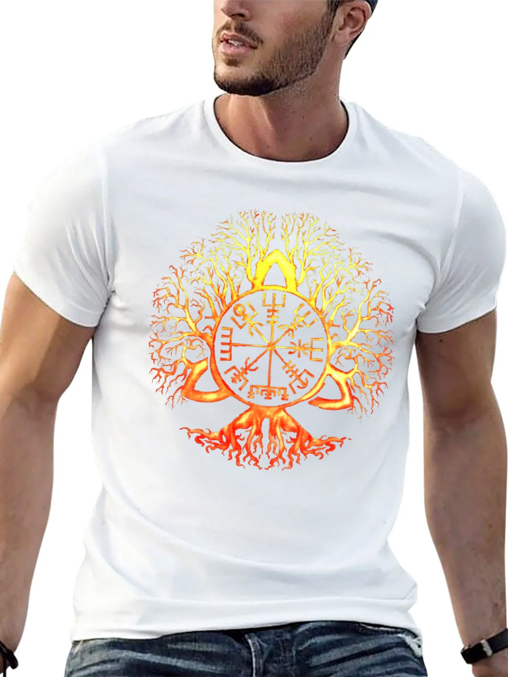 Yggdrasil Vegvisir Black T-Shirt Viking Tree of Life