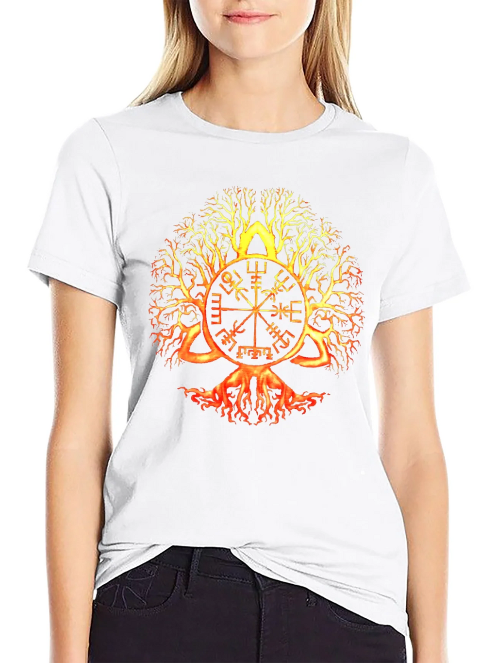 Yggdrasil Vegvisir Black T-Shirt Viking Tree of Life