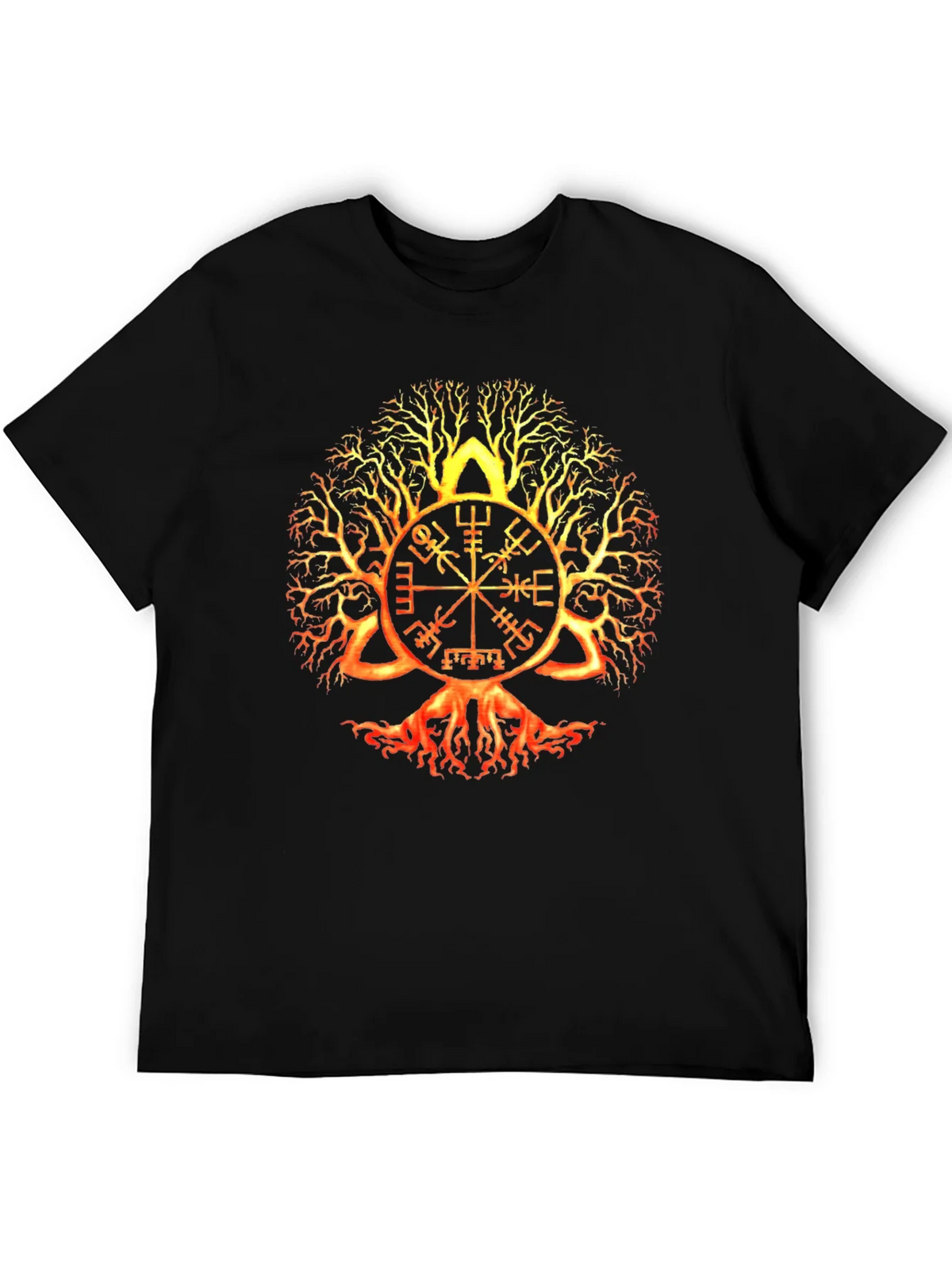 Yggdrasil Vegvisir Black T-Shirt Viking Tree of Life