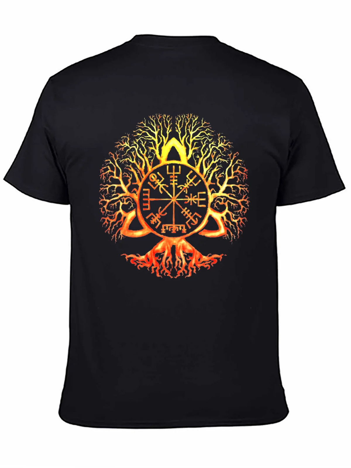 Yggdrasil Vegvisir Black T-Shirt Viking Tree of Life