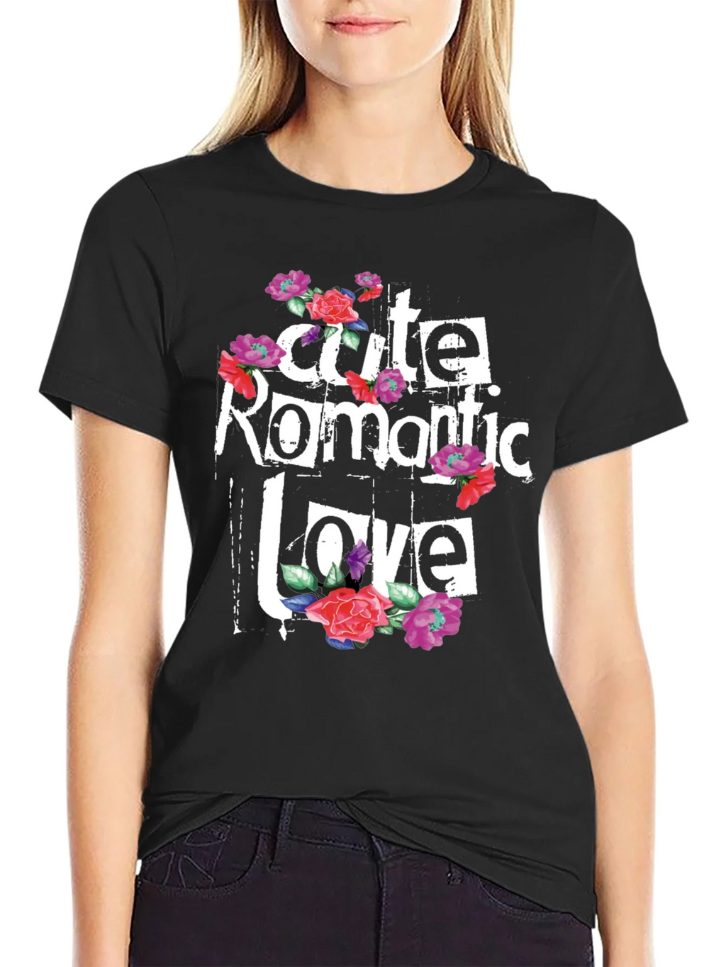 Cute Romantic Love Floral Graphic T-Shirt