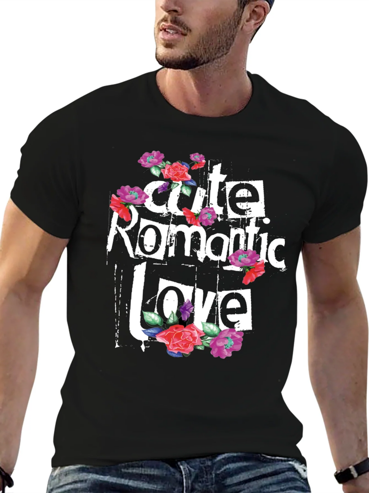 Cute Romantic Love Floral Graphic T-Shirt