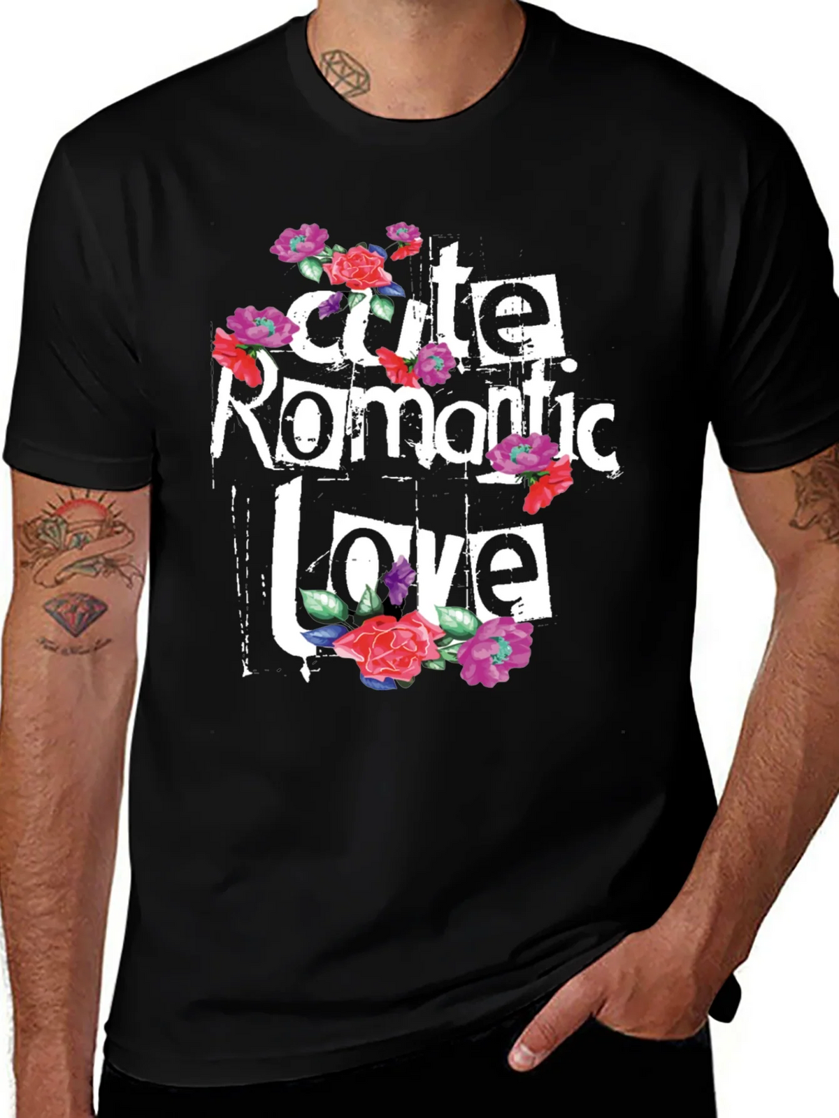 Cute Romantic Love Floral Graphic T-Shirt