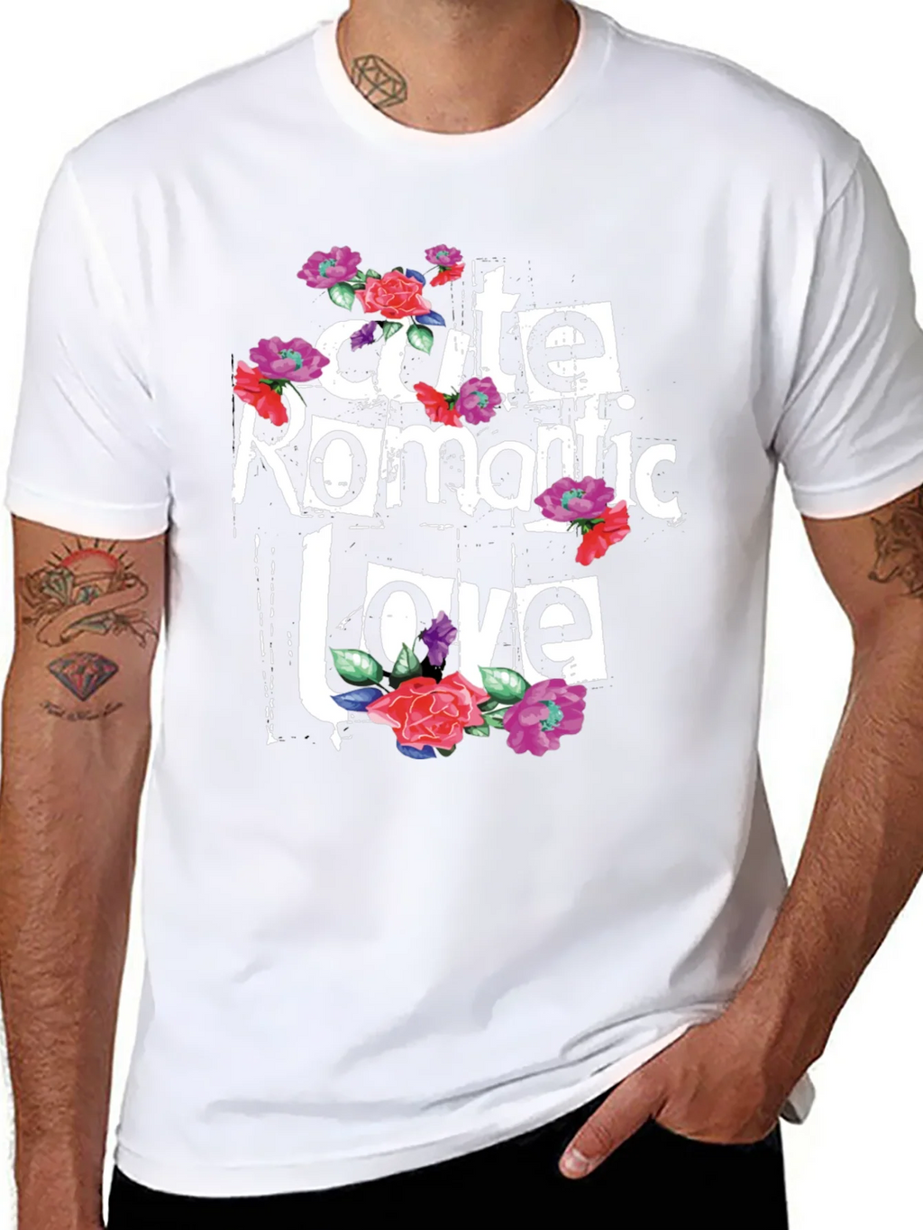 Cute Romantic Love Floral Graphic T-Shirt