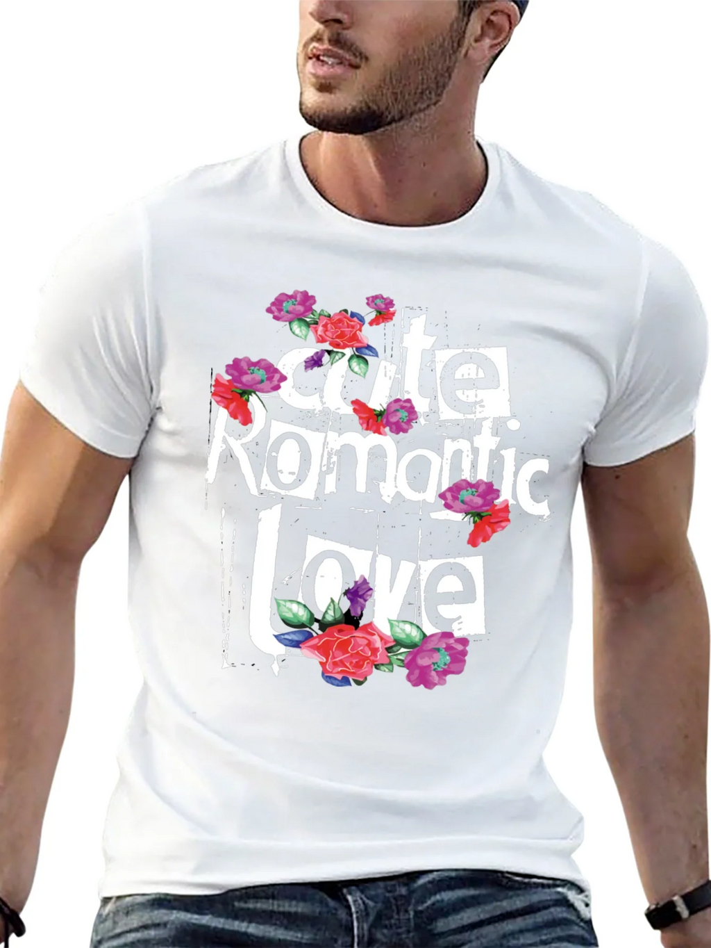 Cute Romantic Love Floral Graphic T-Shirt