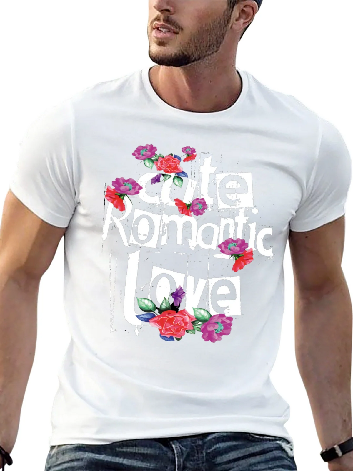 Cute Romantic Love Floral Graphic T-Shirt