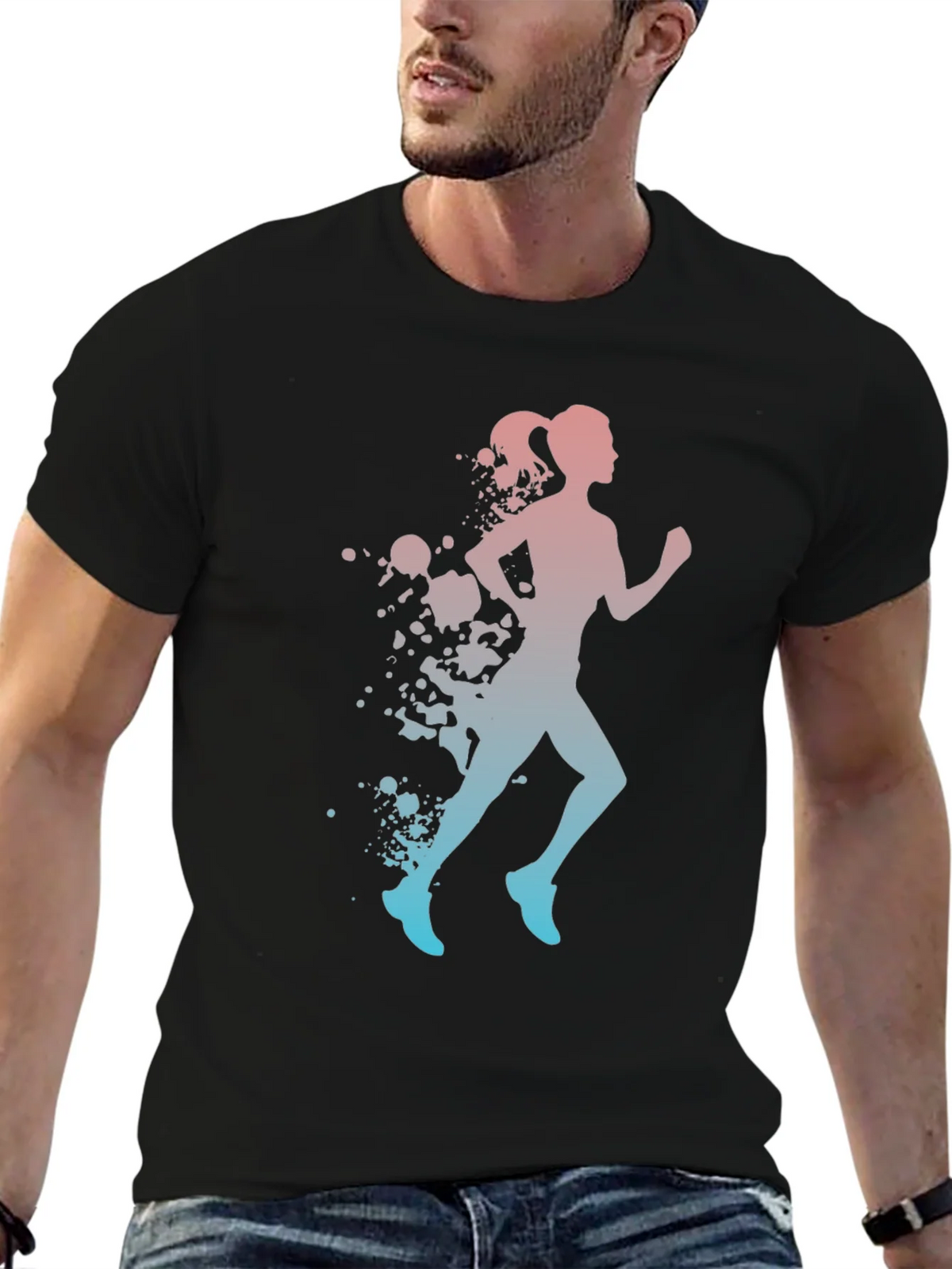 Runner Silhouette T-Shirt - Gradient Design