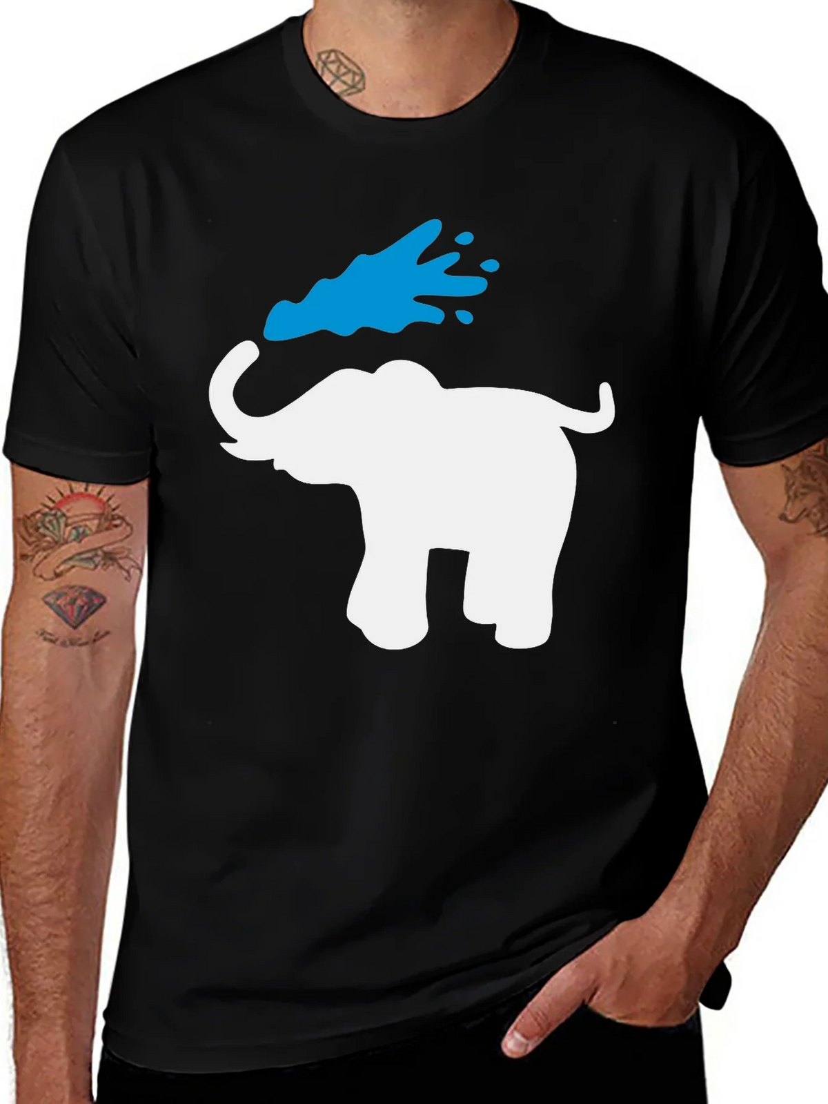 Elephant Water Splash Graphic T-Shirt