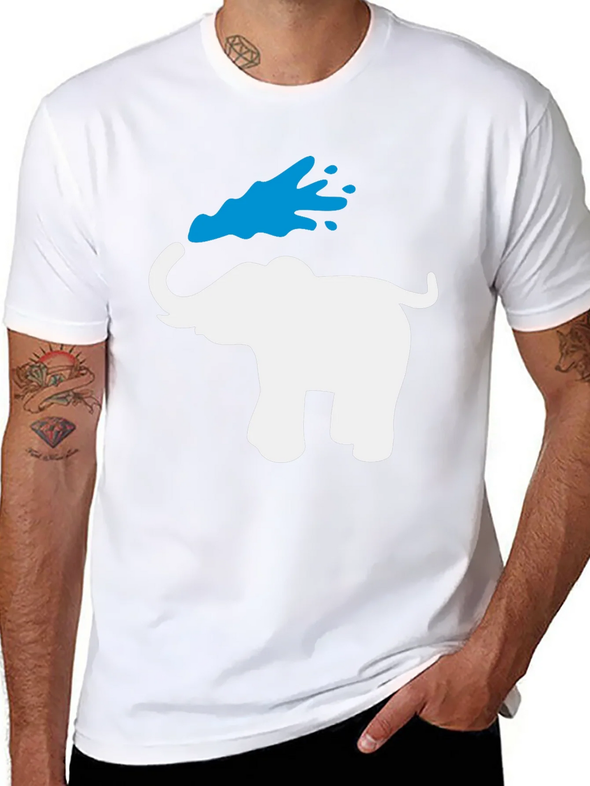 Elephant Water Splash Graphic T-Shirt
