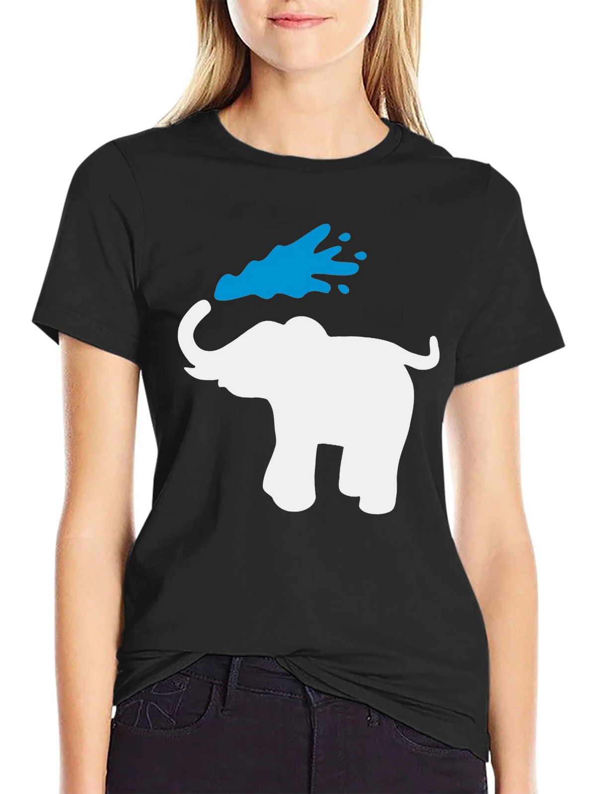 Elephant Water Splash Graphic T-Shirt