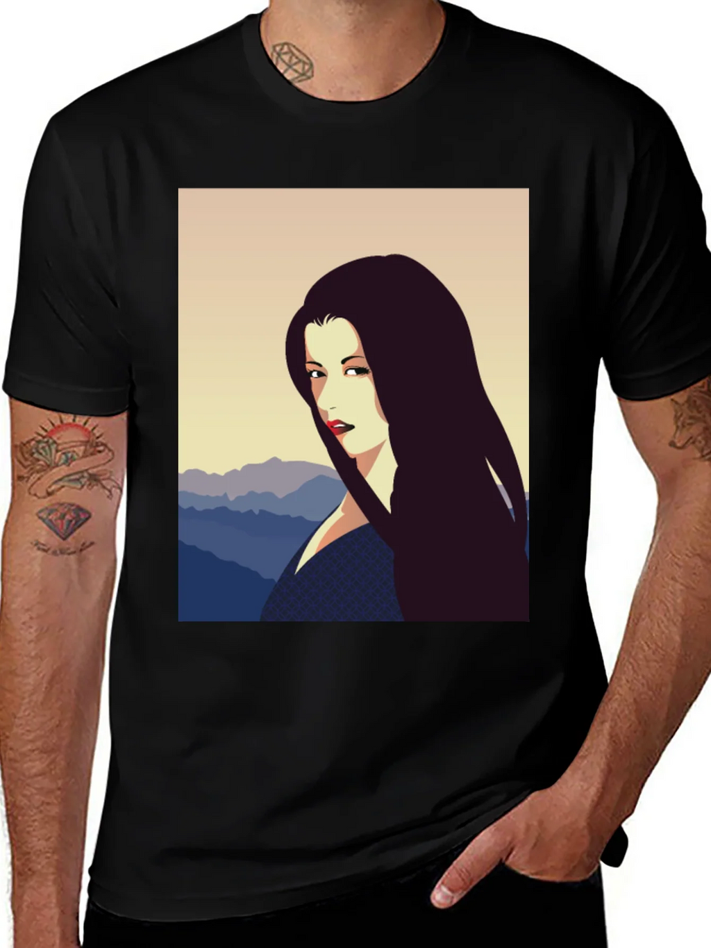 Woman Portrait Graphic Tee - Black