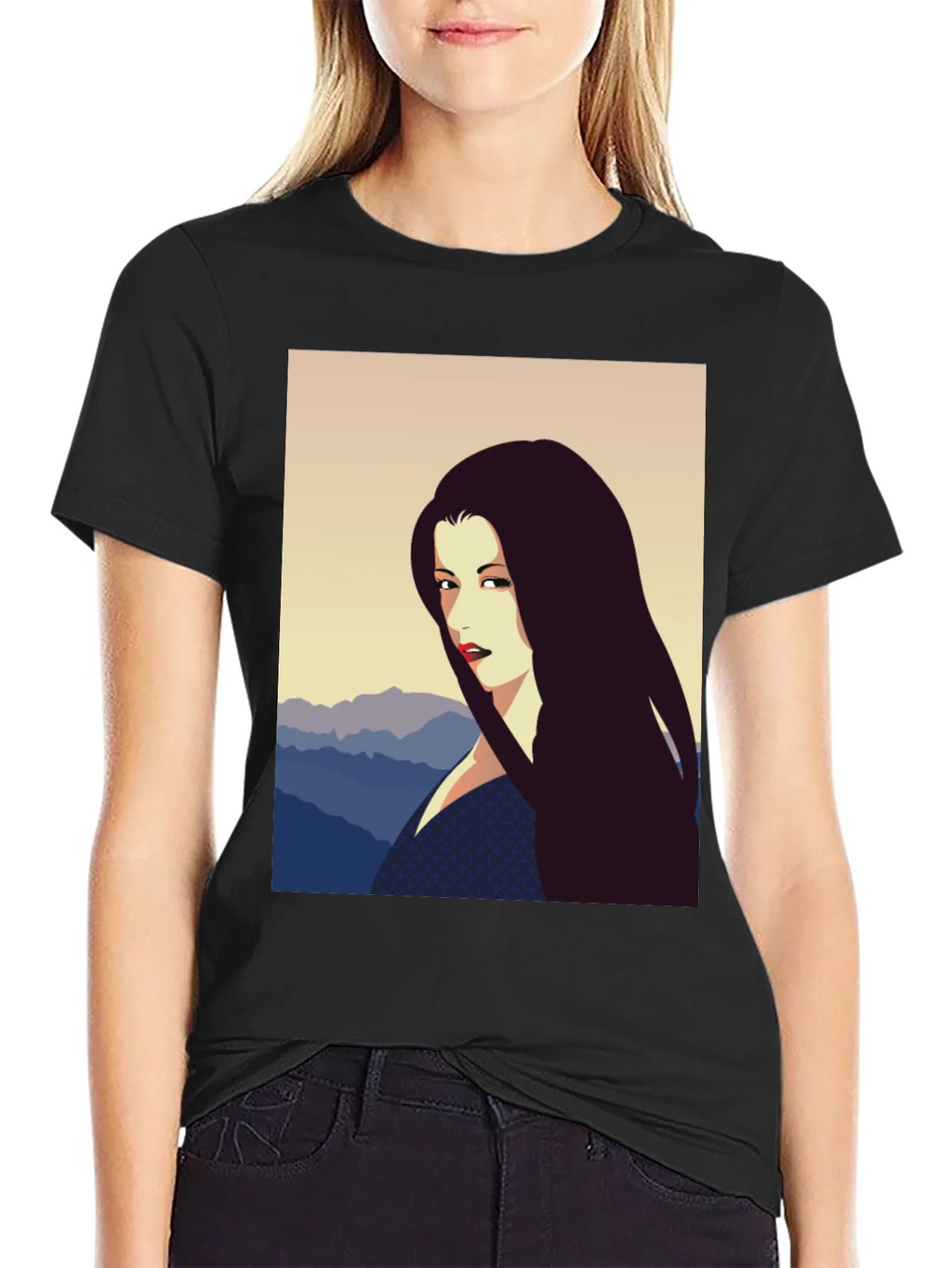 Woman Portrait Graphic Tee - Black