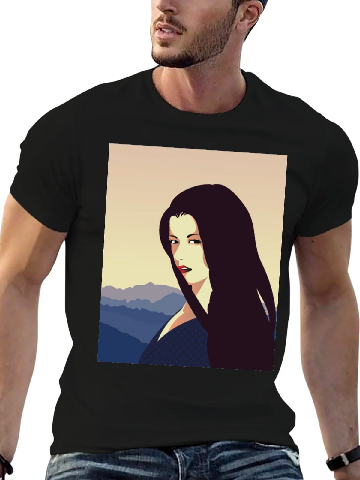 Woman Portrait Graphic Tee - Black