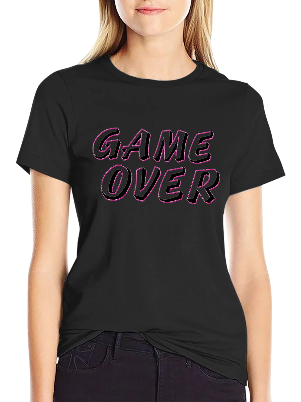 Game Over Graphic Tee - Black Casual T-Shirt