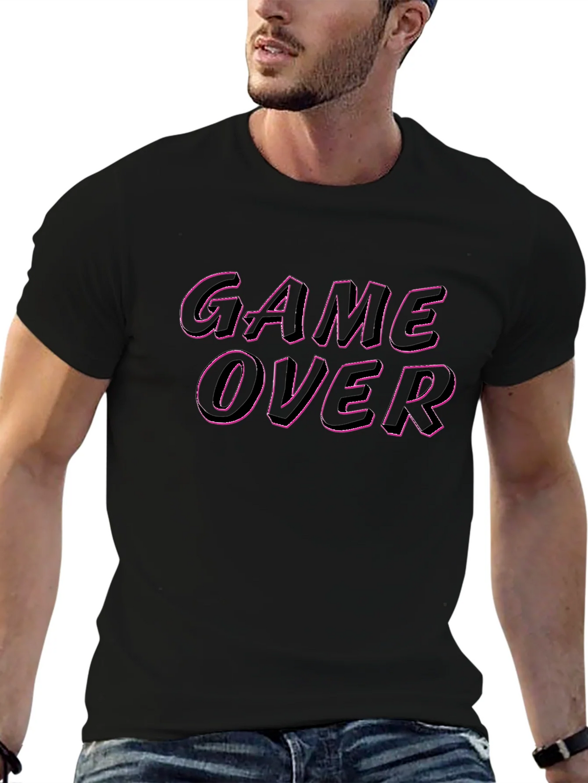 Game Over Graphic Tee - Black Casual T-Shirt