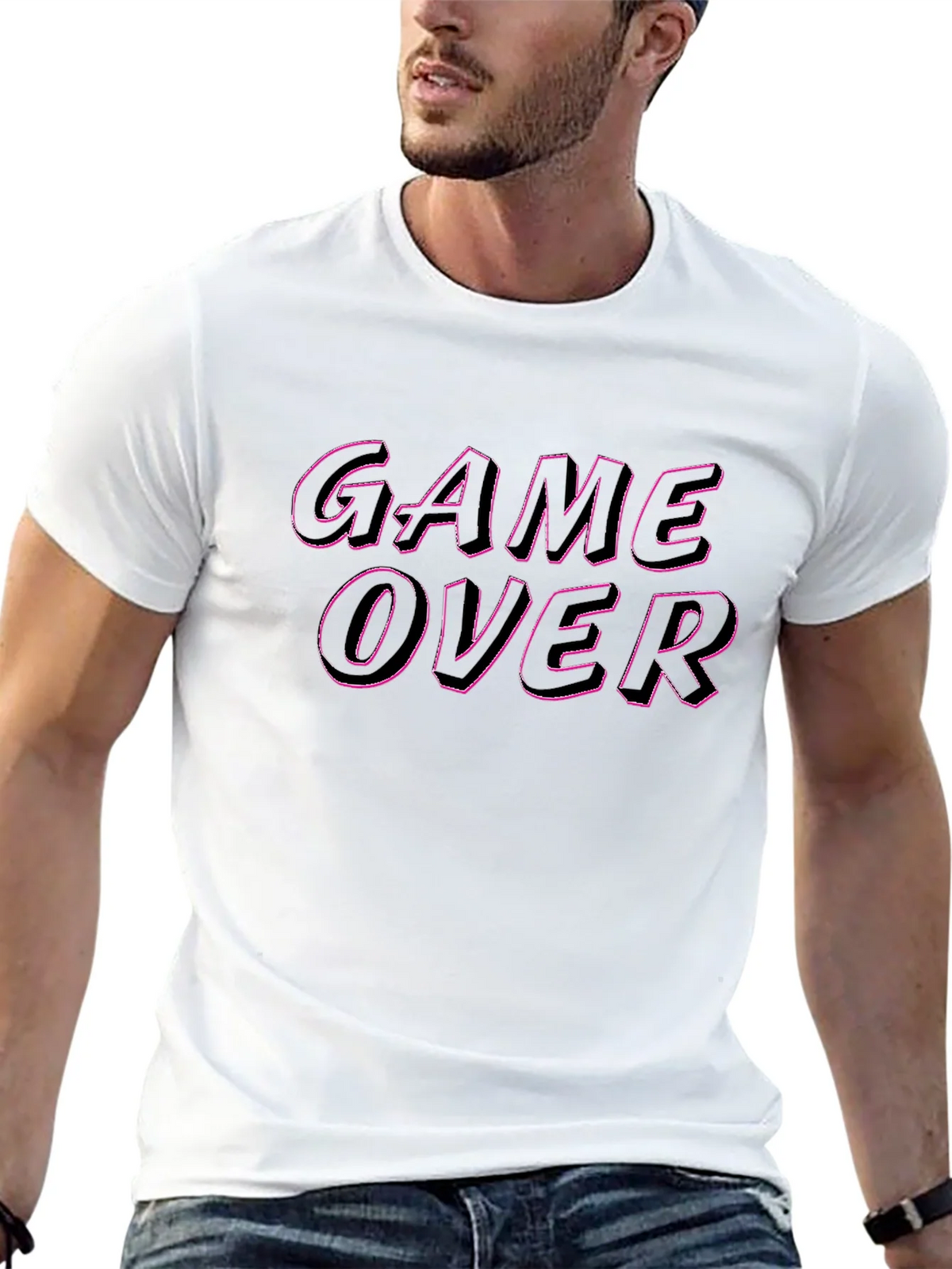 Game Over Graphic Tee - Black Casual T-Shirt