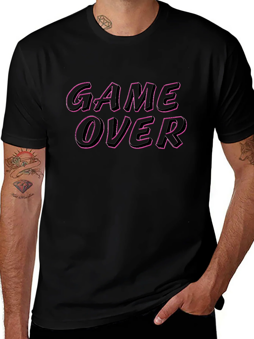 Game Over Graphic Tee - Black Casual T-Shirt
