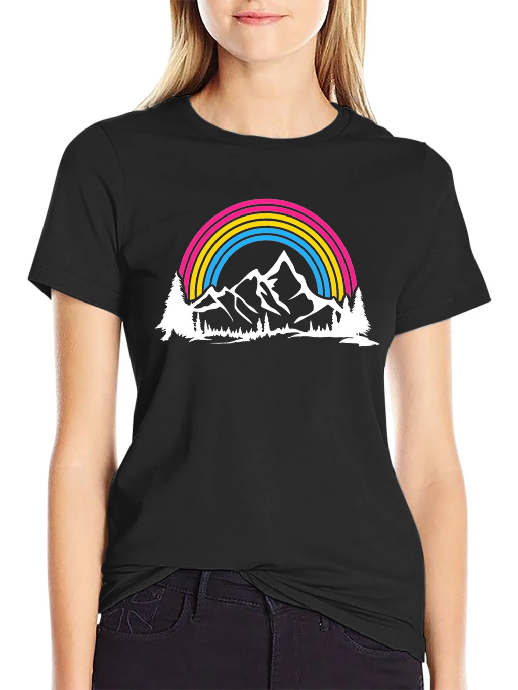 Pansexual Pride Mountain Rainbow Graphic T-Shirt
