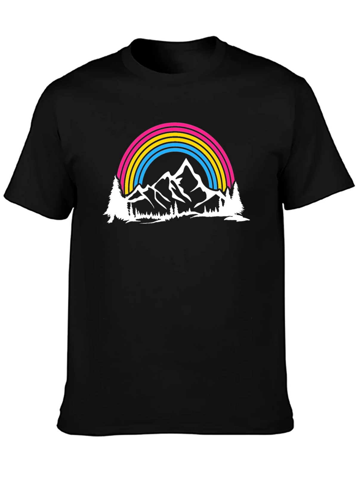 Pansexual Pride Mountain Rainbow Graphic T-Shirt