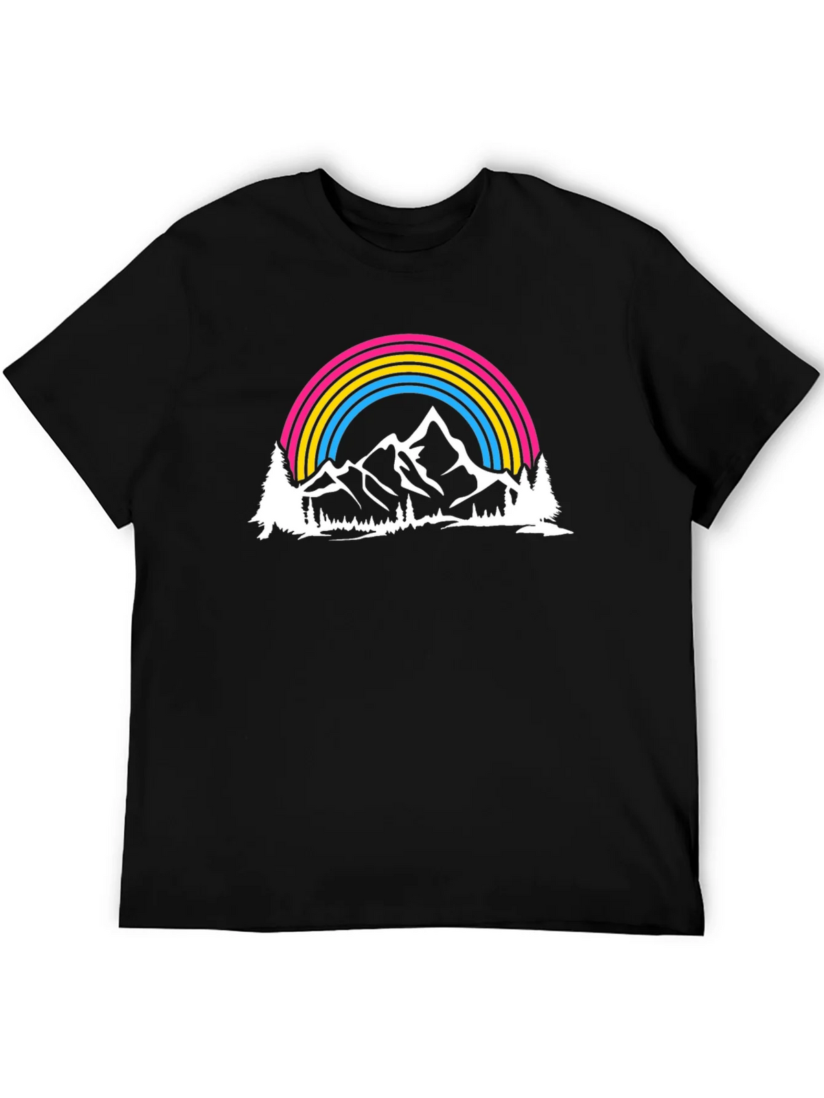 Pansexual Pride Mountain Rainbow Graphic T-Shirt