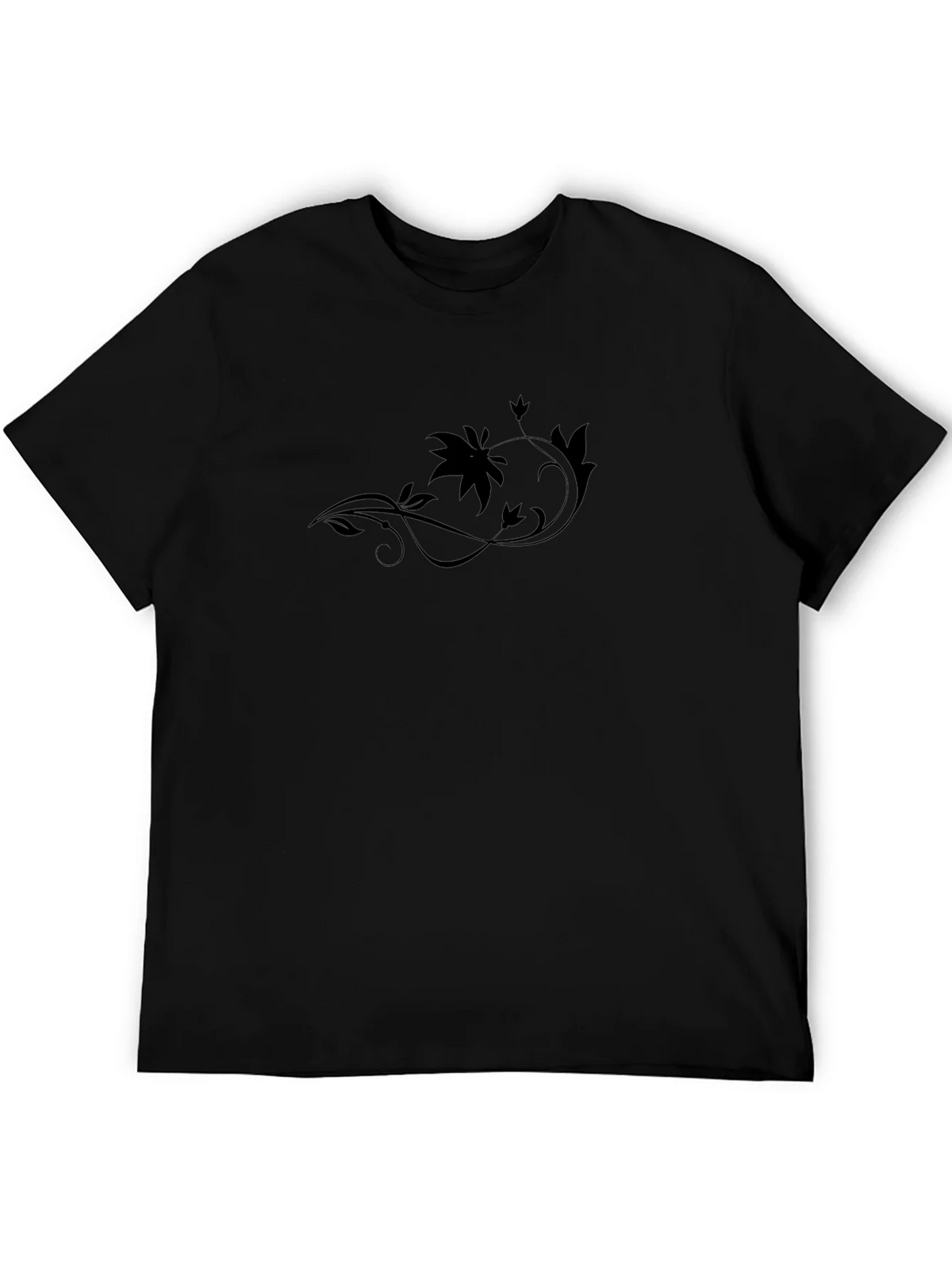 Elegant Black Floral Vine T-Shirt