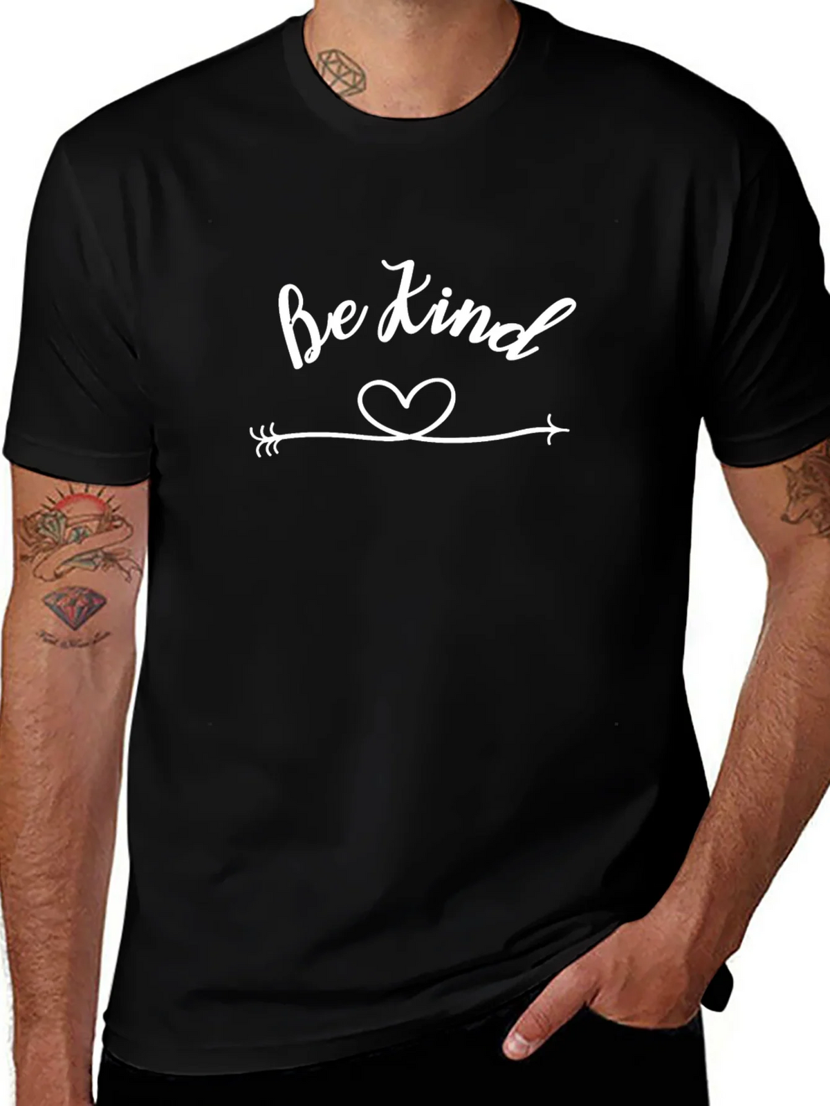 Be Kind Heart Arrow T-Shirt - Black Casual Tee