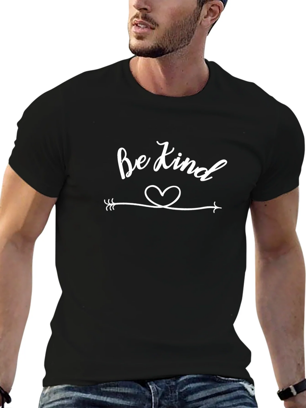 Be Kind Heart Arrow T-Shirt - Black Casual Tee